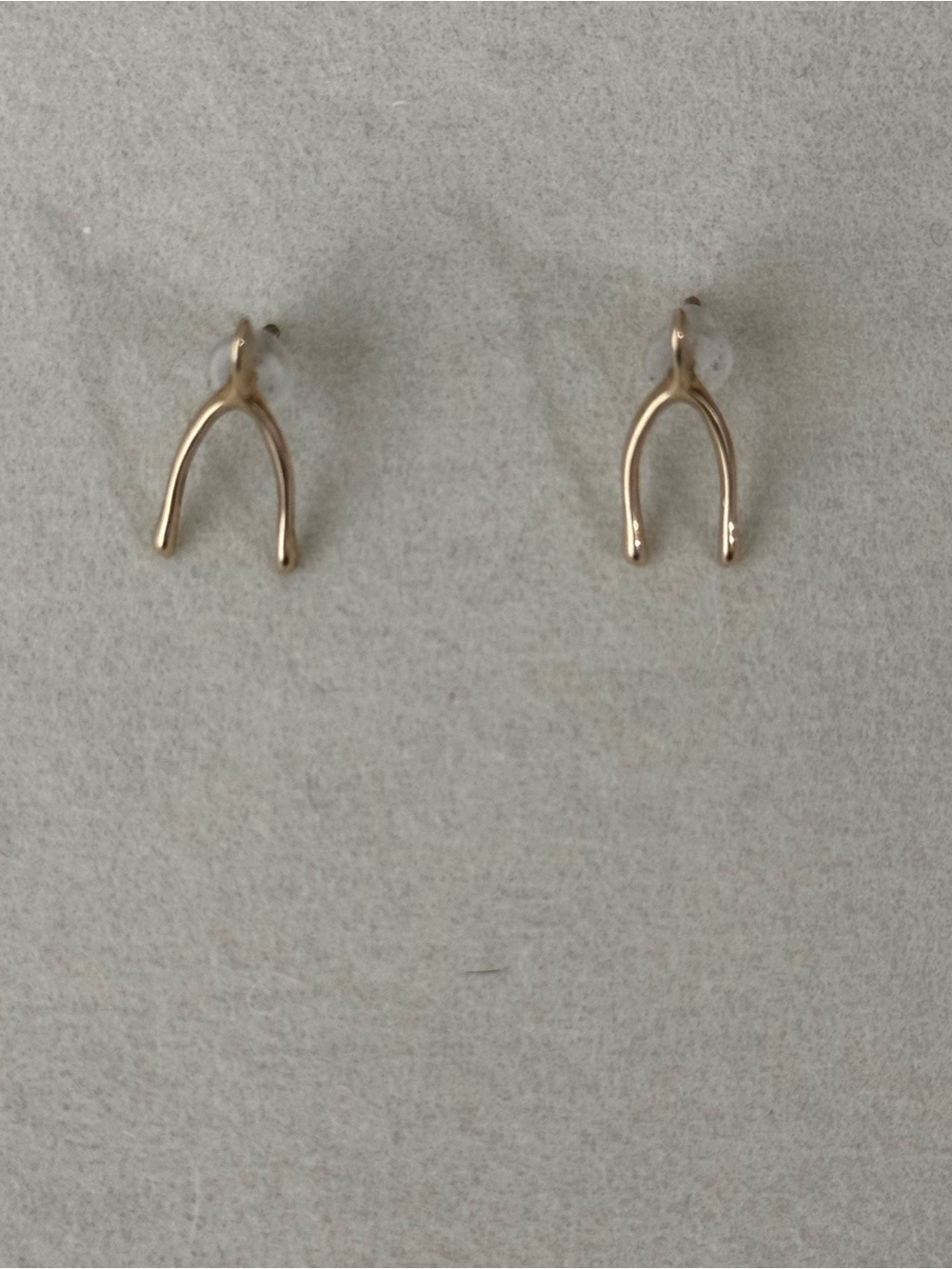 9k Gold Wishbone Stud Earrings - Minimal Women's Jewelry